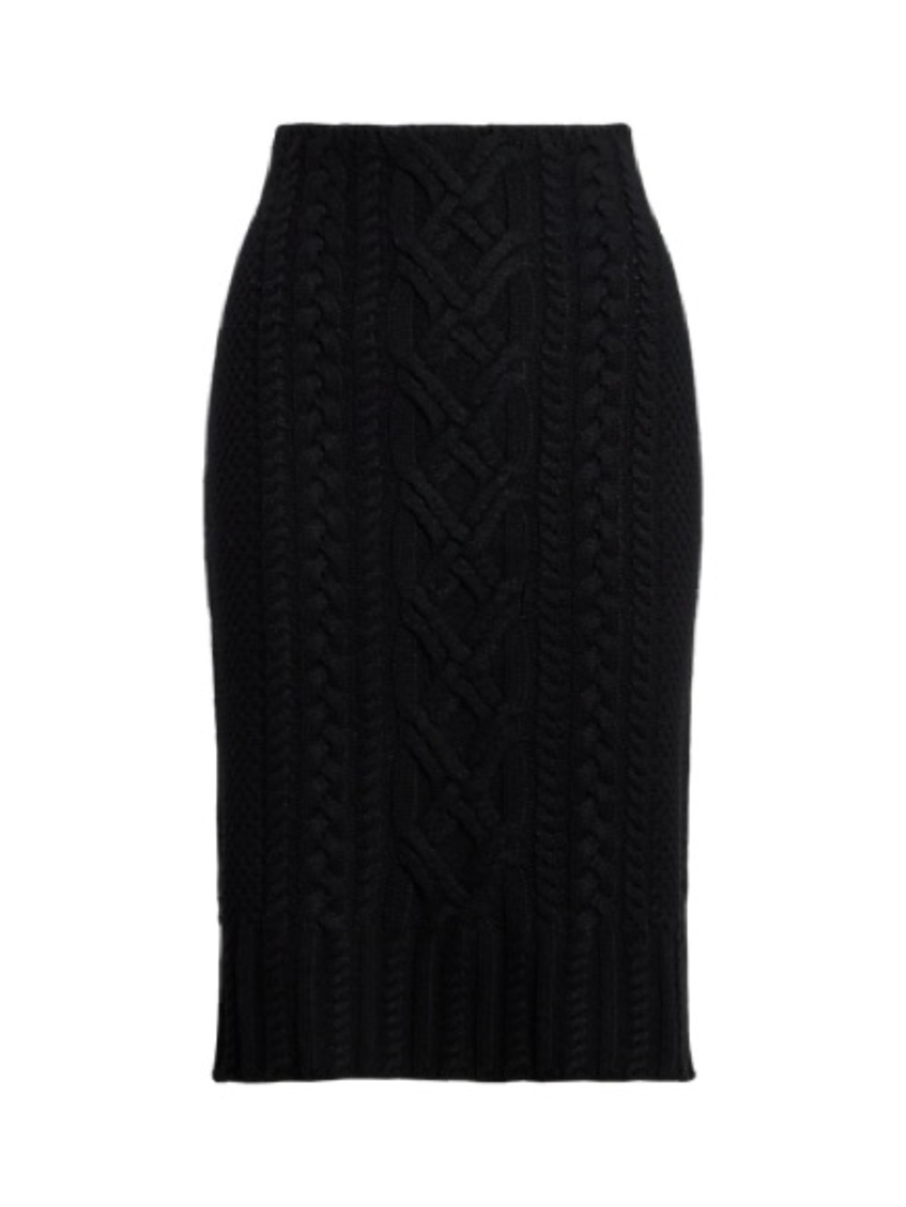 NWT Lauren Ralph Lauren Black Label Aran-Knit Wool-Blend Pencil Midi Skirt Sz L